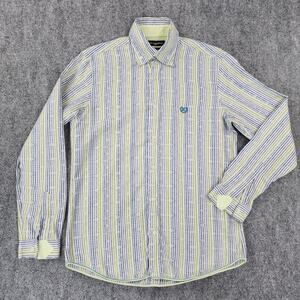 Ted Lapidus Shirt Mens Medium Slim Fit Striped Long Sleeve Casual Button Down